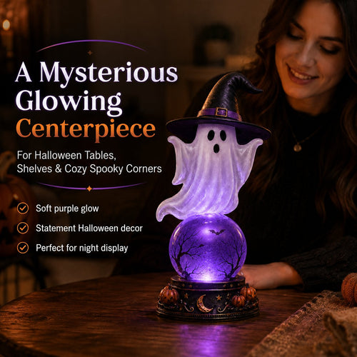 🔥 52% OFF – Halloween Raven Crystal Ball Light Decor 🎃👻