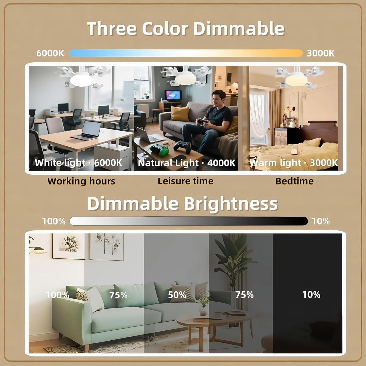 ❄️Stay Cool & Bright💡 2-in-1 Ceiling Fan Light 🏠Perfect for Bedrooms, Kitchens & Garages