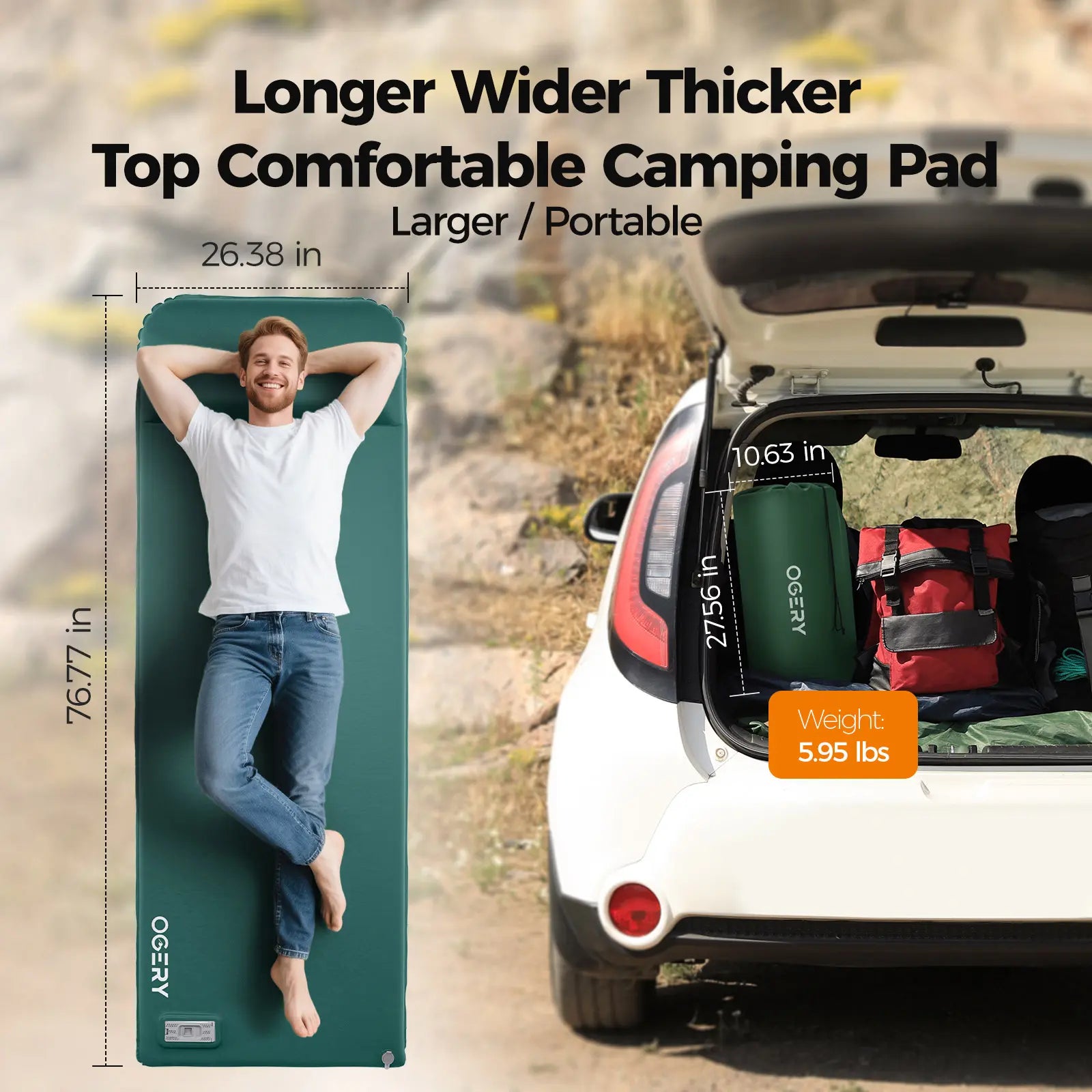 OGERY Self Inflating Camping Sleeping Pad with Electric & Foot Pump