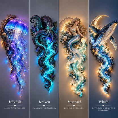⏰Limited Stock 50% OFF - 🌊✨ Enchanted Ocean Legends Lighted Wall Décor Collection 🐋🧜‍♀️
