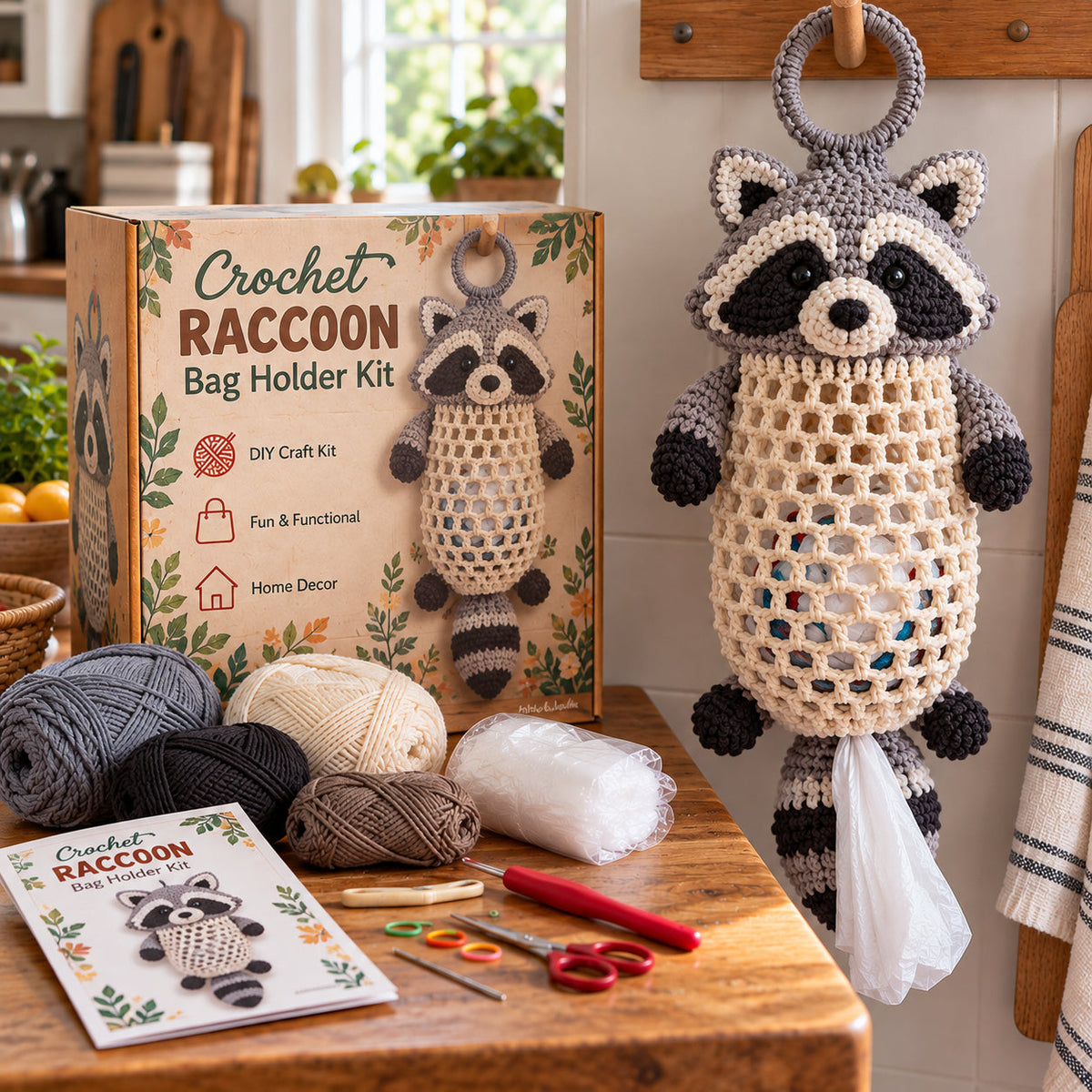 Crochet Animal Bag Holder DIY Kit – Cute & Functional Hanging Storage Craft Kit⭐