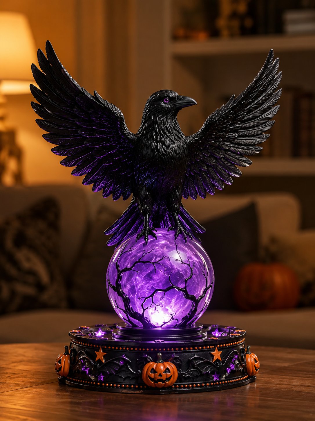🔥 52% OFF – Halloween Raven Crystal Ball Light Decor 🎃👻