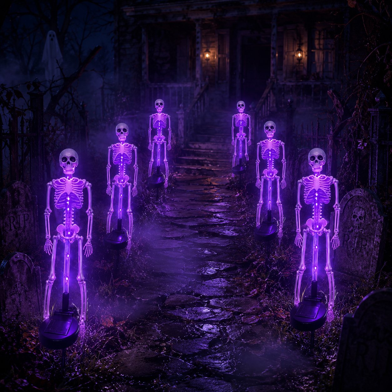 💀 Solar Purple Glow Skeleton Yard Stake