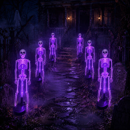 💀 Solar Purple Glow Skeleton Yard Stake
