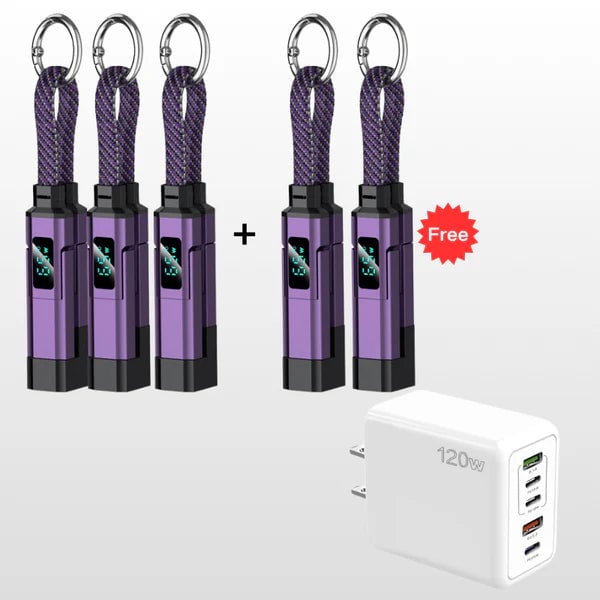 ⏰Limited Time SALE 50% OFF🔥4-in-1 Digital Display Keychain Charging Cable