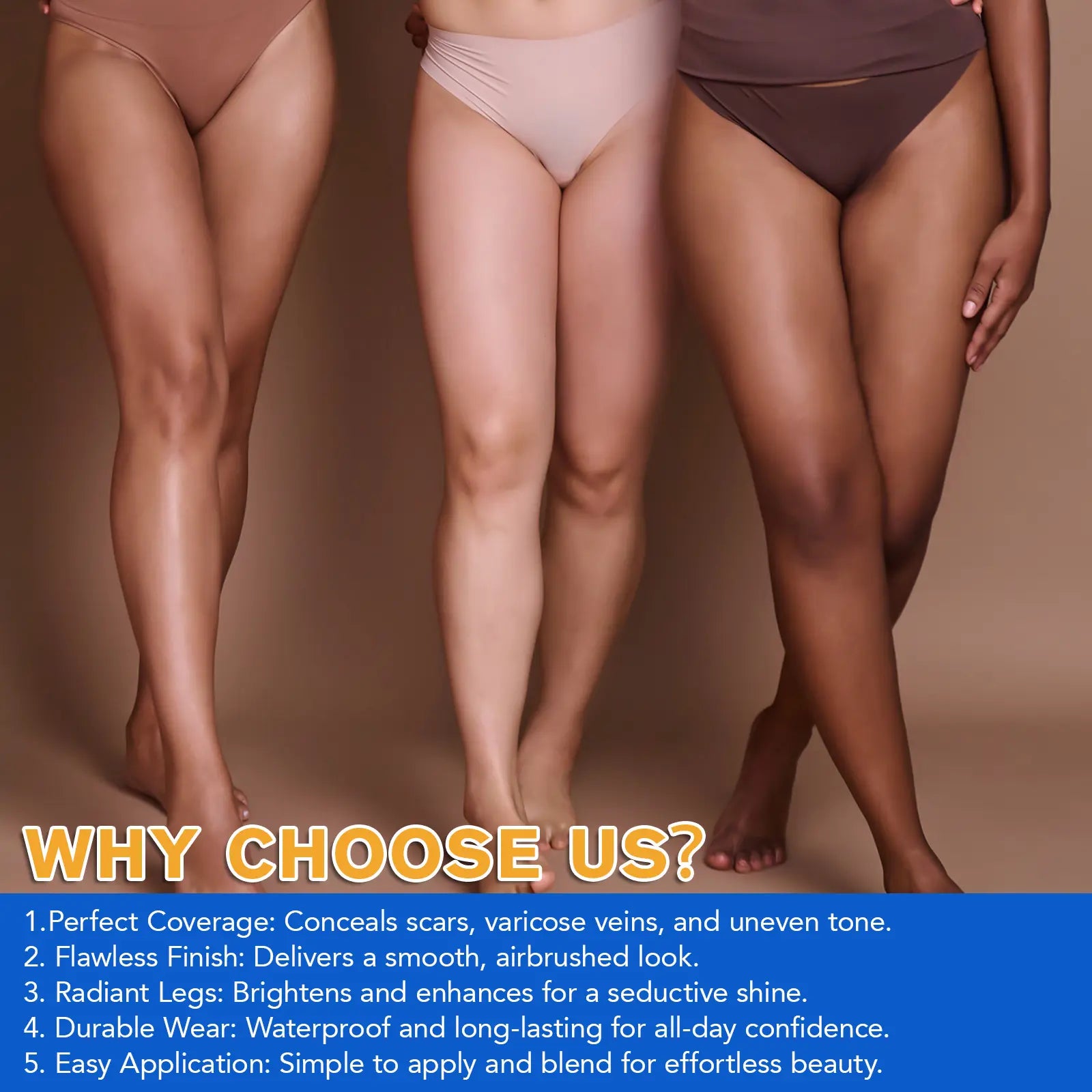 Waterproof Leg and Body Makeup, Long-lasting 24-Hour Coverage for Skin Imperfections Concealer for Veins, Scars, and Tattoos