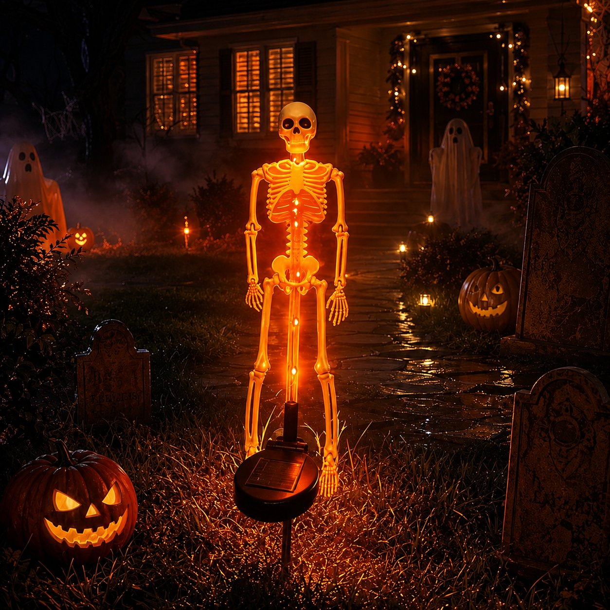 💀 Solar Purple Glow Skeleton Yard Stake
