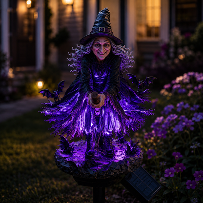 🔥Dernier Jour -49% 🧙‍♀️ Ajoutez une Touche de Magie d'Halloween à Votre Jardin avec une Sorcière Solaire Lumineuse