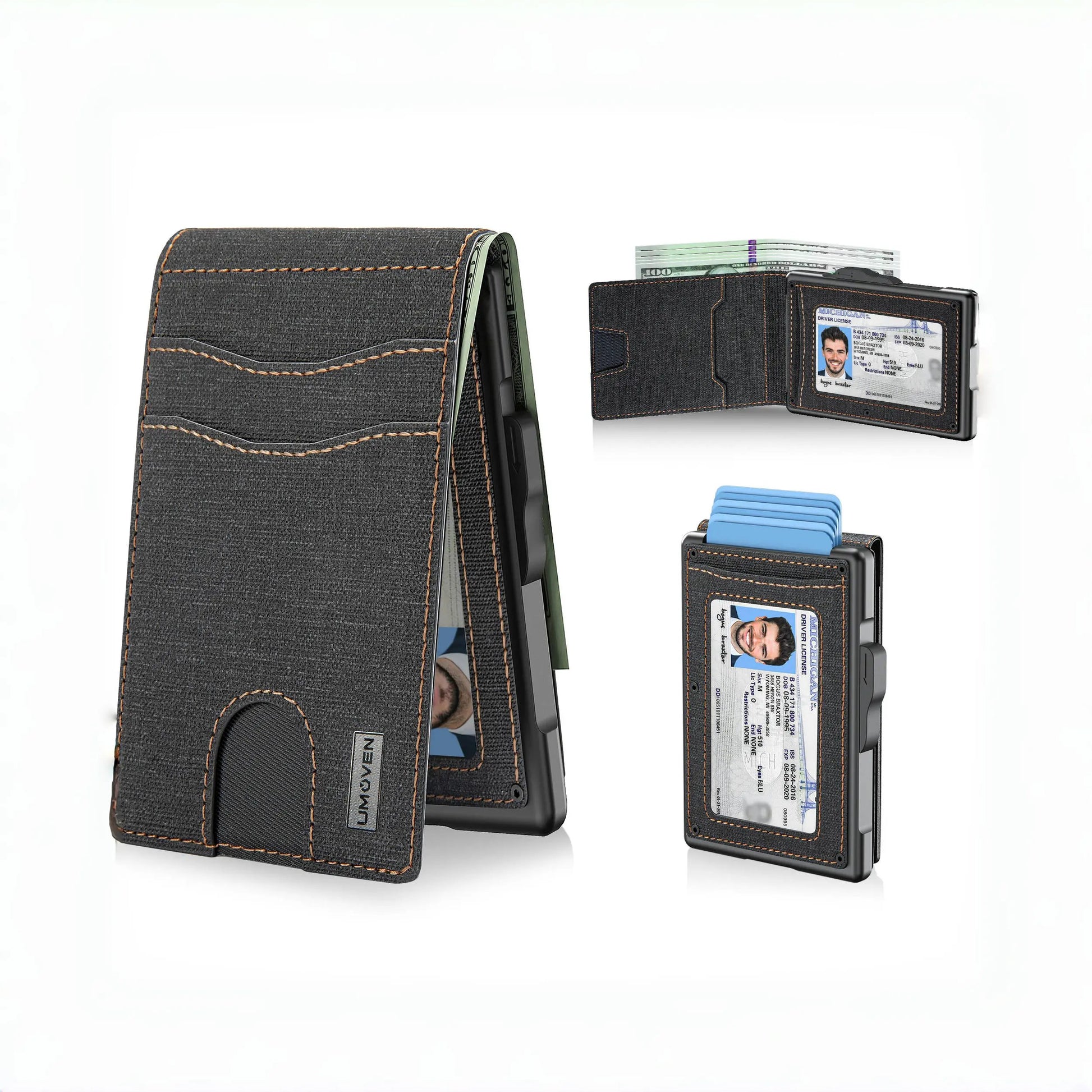 🔥Minimalist Pop-Up Wallet for Men – RFID Blocking Aluminum Card Holder , ID Window & Leather Front Pocket