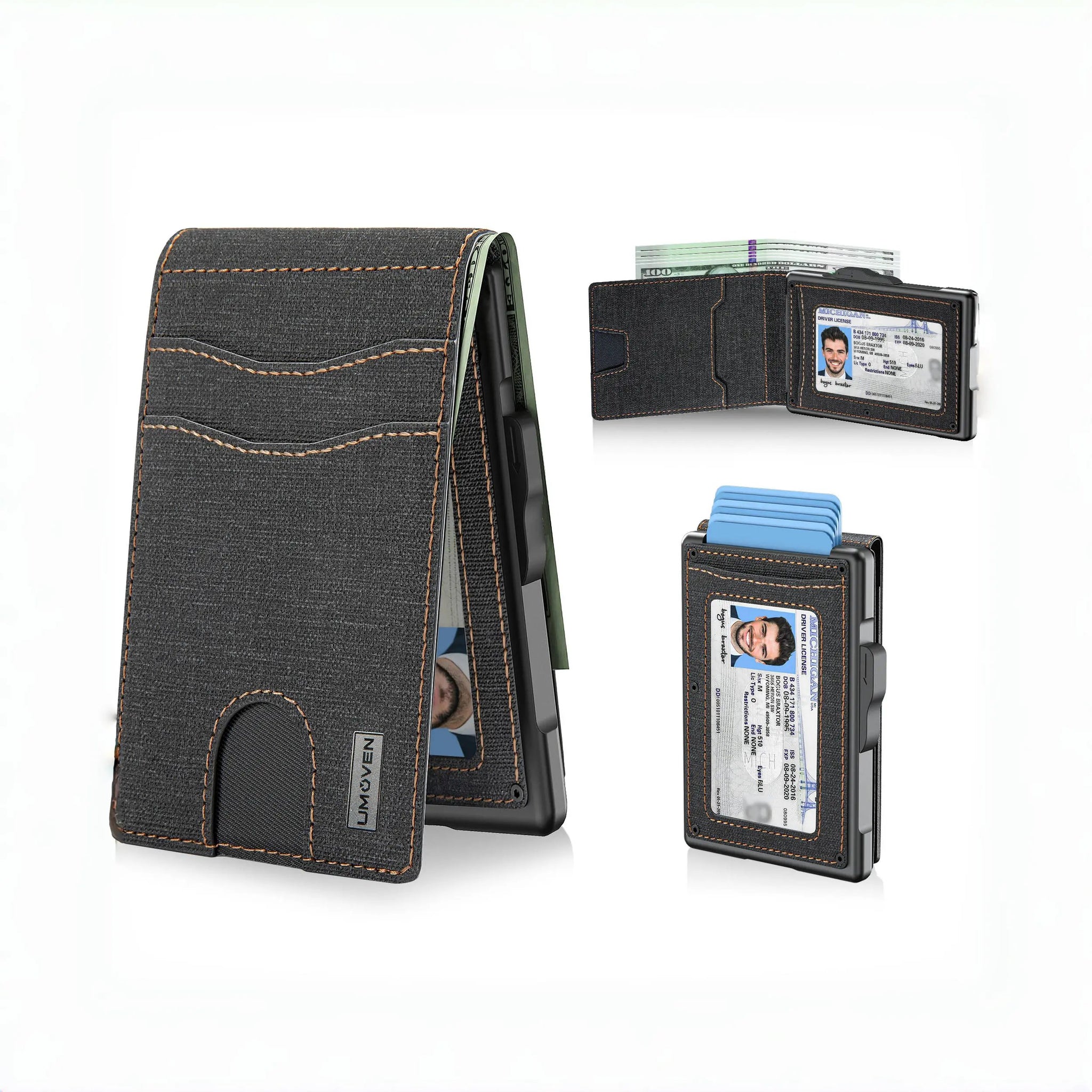 🔥Minimalist Pop-Up Wallet for Men – RFID Blocking Aluminum Card Holder , ID Window & Leather Front Pocket