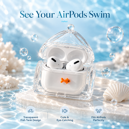 🐠 Goldfish Aquarium AirPods Case – Cute Transparent Protective Cover