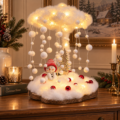 ☁️Lighted Snowfall Cloud Snowman Scene🎁