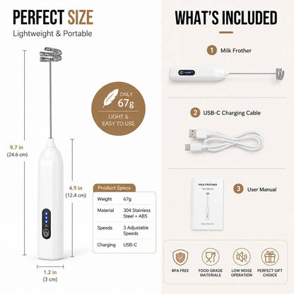 ⚡️3-Speed Rechargeable Milk Frother