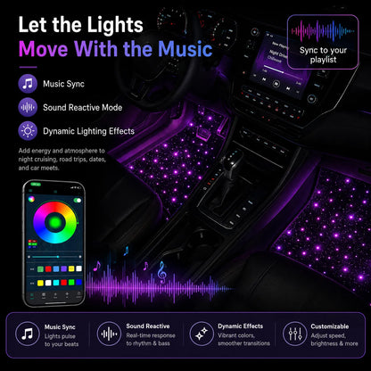 ✨ Waterproof Car LED Ambient Light with 100+ Lighting Effects🚗🌌