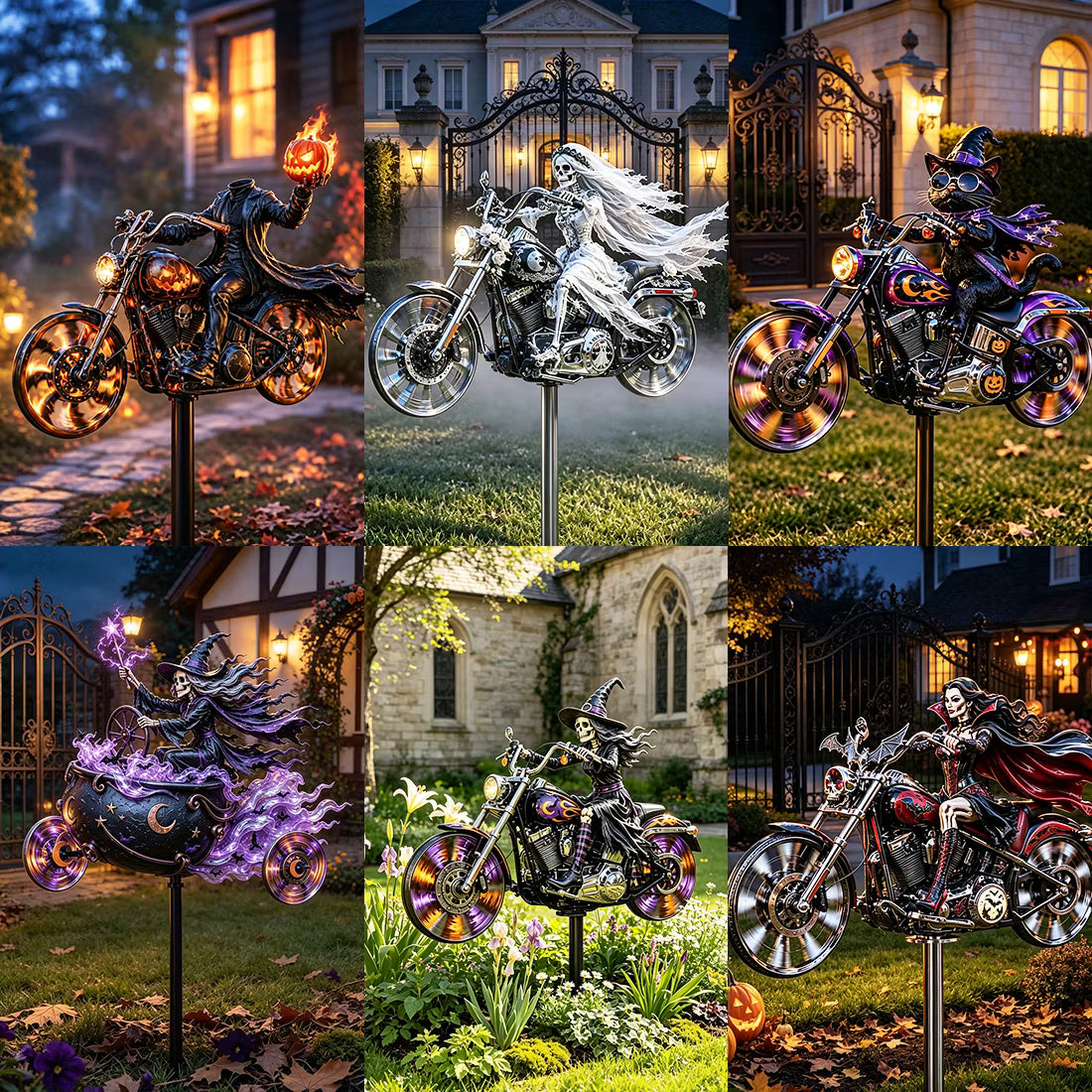 🎃 BikerSpooky Halloween Motorcycle Garden Windmill 🏍️