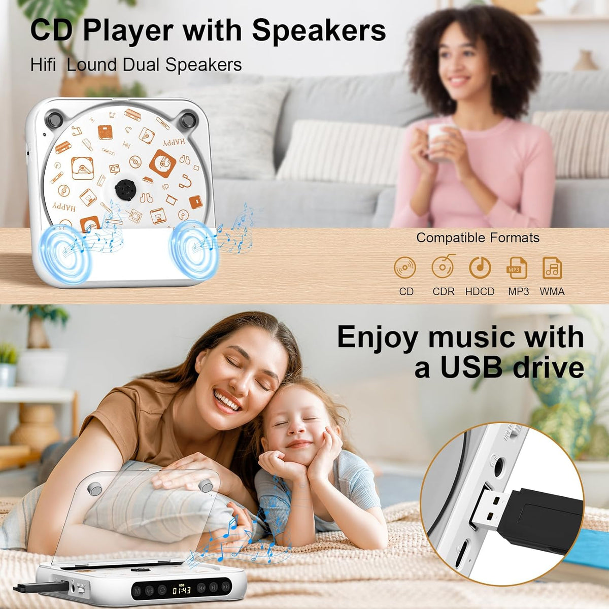 Portable Bluetooth CD Player