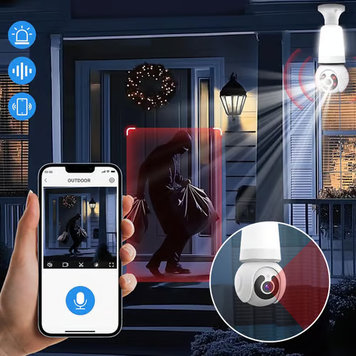 Wireless Light Bulb Security Camera – 360° WiFi Home Surveillance