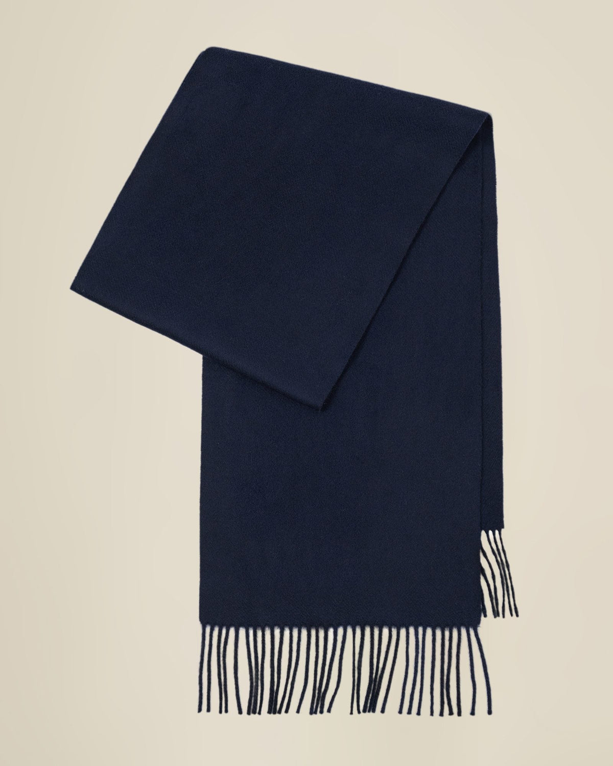 Navy cashmere scarf with fringe detail