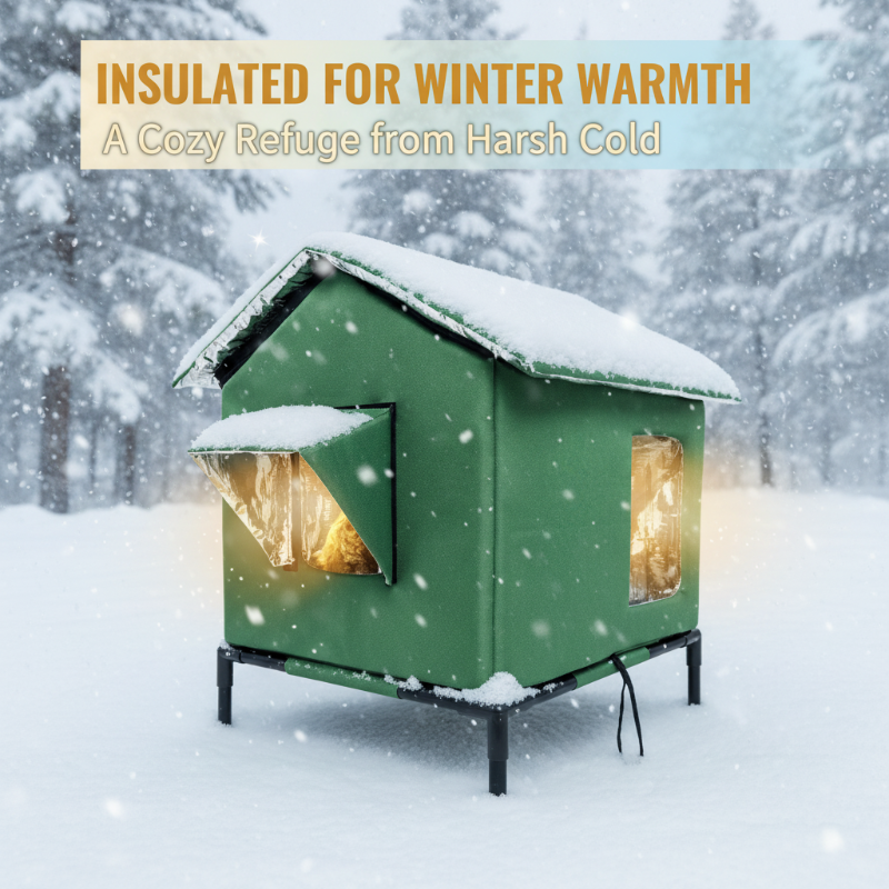 Elevated Outdoor Cat House – Reflective Lining & Foldable Frame – product view 4