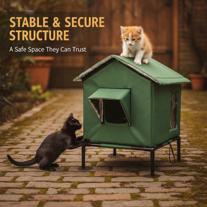 Elevated Outdoor Cat House – Reflective Lining & Foldable Frame – product view 3