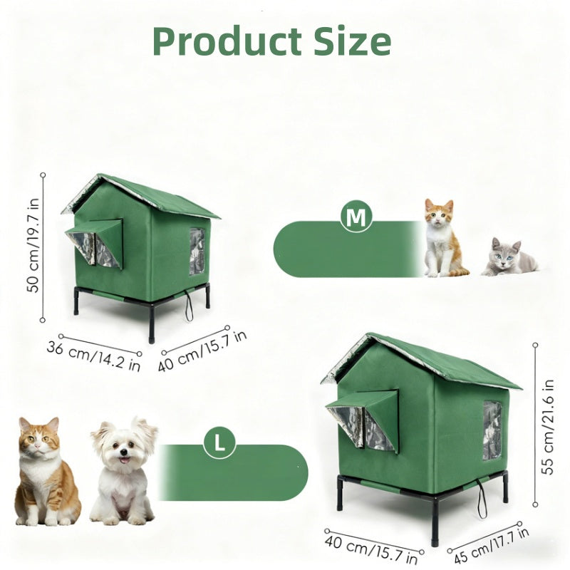 Elevated Outdoor Cat House – Reflective Lining & Foldable Frame – product view 9