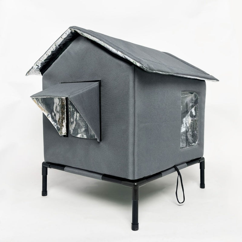 Elevated Outdoor Cat House – Reflective Lining & Foldable Frame – product view 12