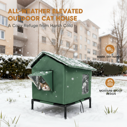 Elevated Outdoor Cat House – Reflective Lining & Foldable Frame – product view 1