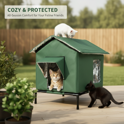 Elevated Outdoor Cat House – Reflective Lining & Foldable Frame – product view 2