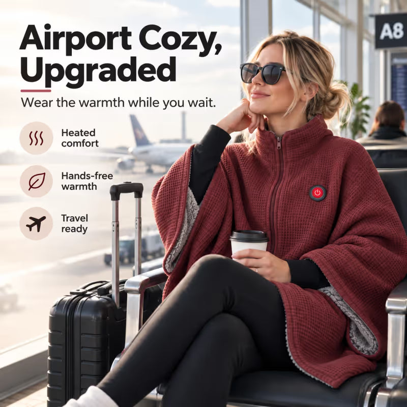💟8-Zone Wearable Heated Blanket❄️ –  ♨️Cozy Shawl with 3 Heat Levels & USB Power