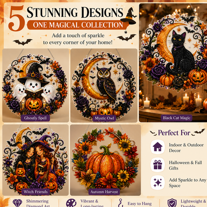 🧙‍♀️Last Day Promotion🎃DIY Halloween Witch Friendship Diamond Art Window Suncatcher