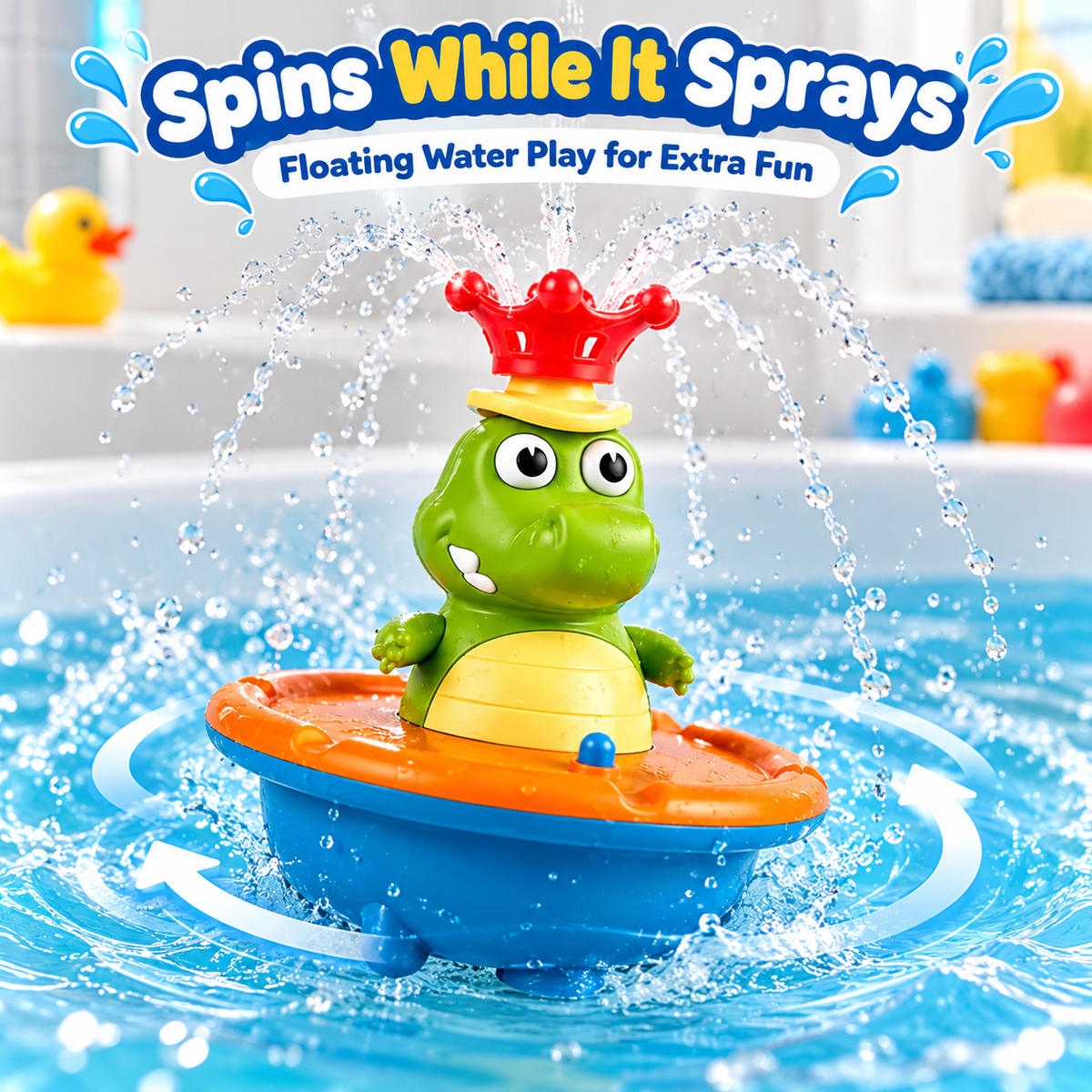 💦 Light-Up Bath Fountain Toy with 5 Interchangeable Spray Modes