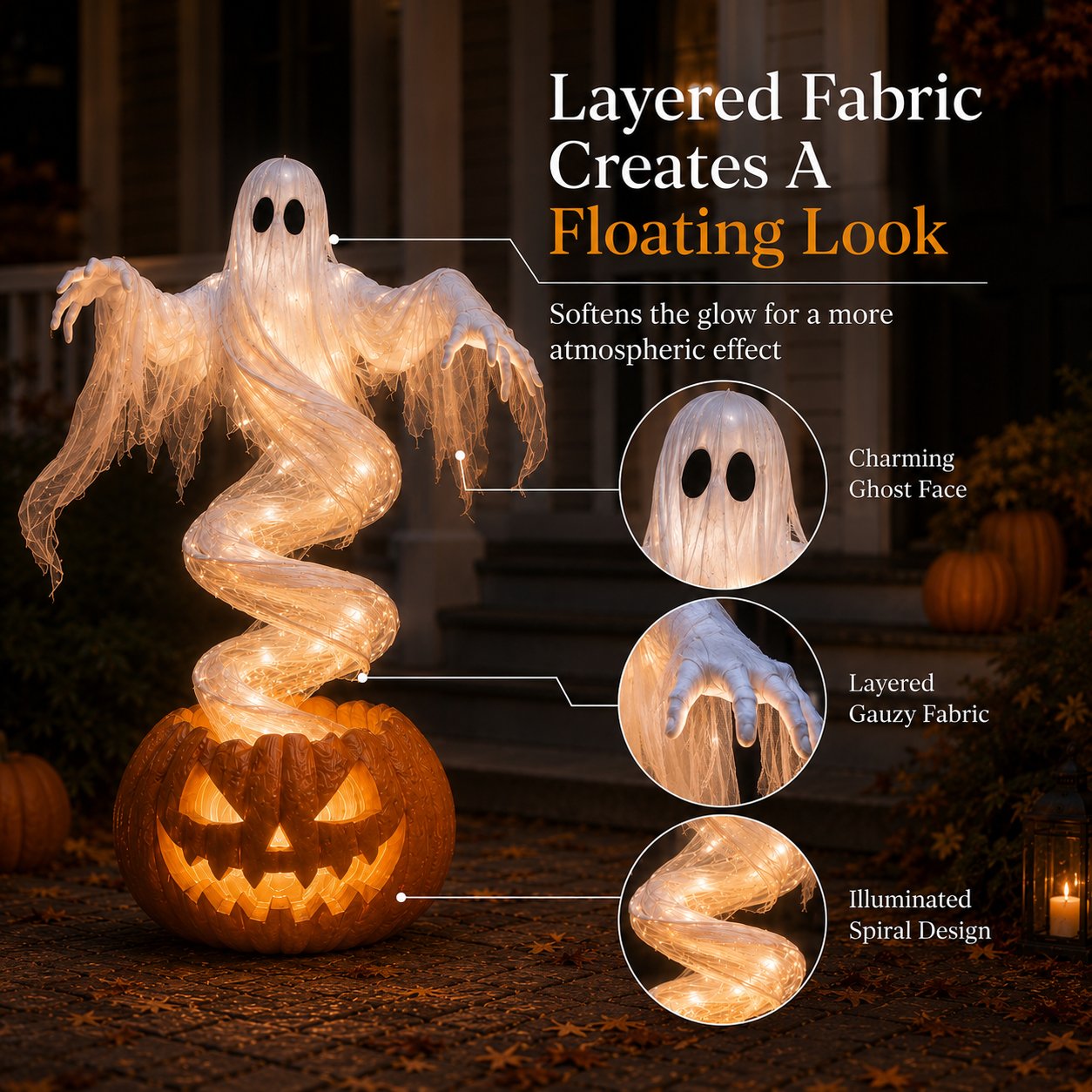 👻Limited Time Promotion🔥 Swirling Ghost Pumpkin Yard Lamp - Free Shipping 🎃