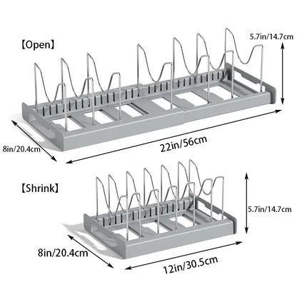🍽️ 7/10-Slot Adjustable Tableware Organizer – Space-Saving Rack for Plates, Lids & Cutting Boards