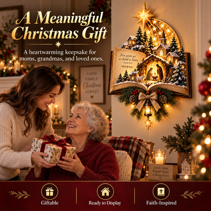 ✨Last Day 49% OFF✨✝️ A Story That Still Shines – Lighted Nativity Christmas Wall Decor✨🎄