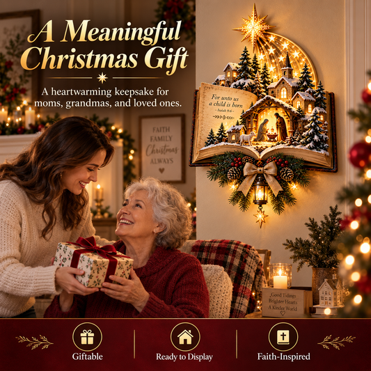 ✨Last Day 49% OFF✨✝️ A Story That Still Shines – Lighted Nativity Christmas Wall Decor✨🎄
