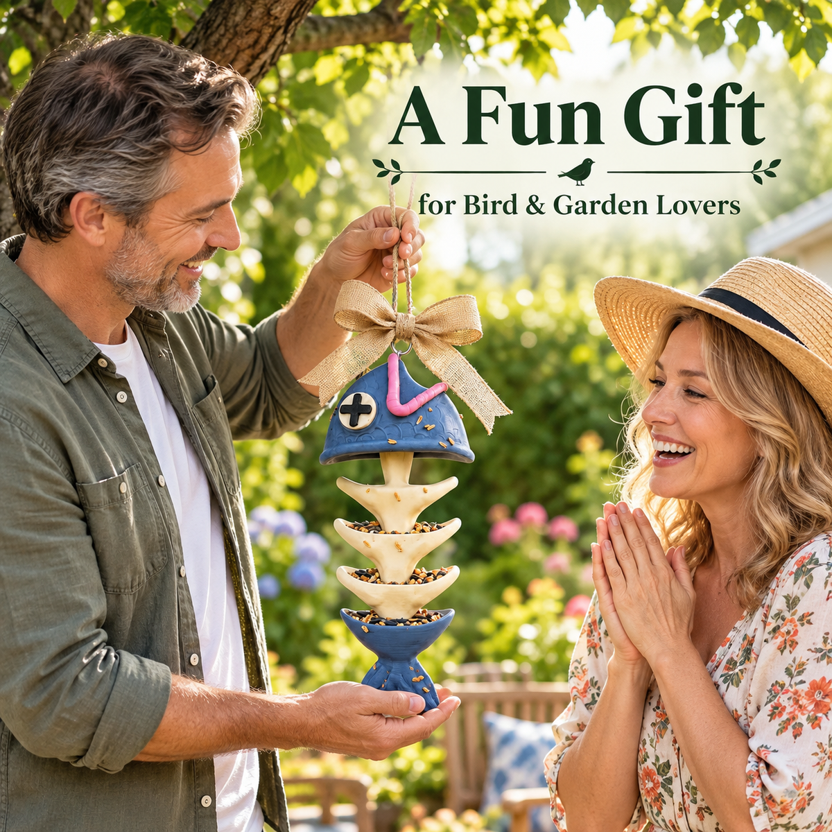🐟 Fishbone Garden Bird Feeder – Fun Hanging Feeder for Backyard Birds