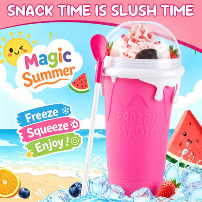 11.8oz Slushie Maker Cup with Lid & Straw for DIY Frozen Drinks