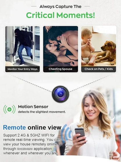 📷 Mini cámara WiFi | 1080P HD, visión nocturna y fácil configuración inalámbrica