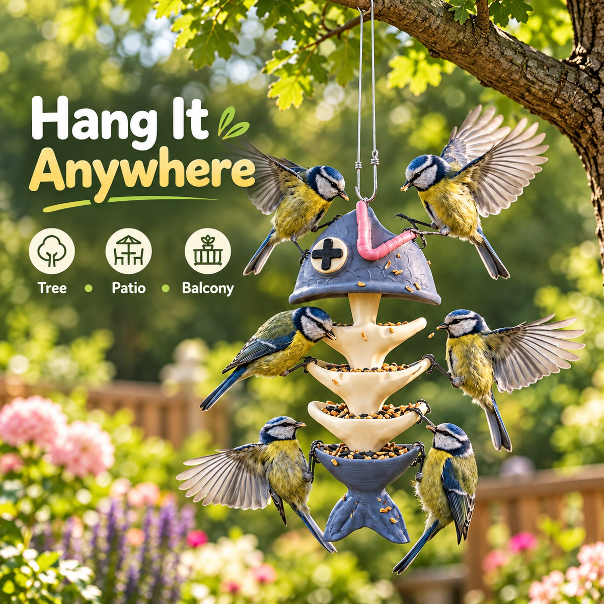🐟 Fishbone Garden Bird Feeder – Fun Hanging Feeder for Backyard Birds
