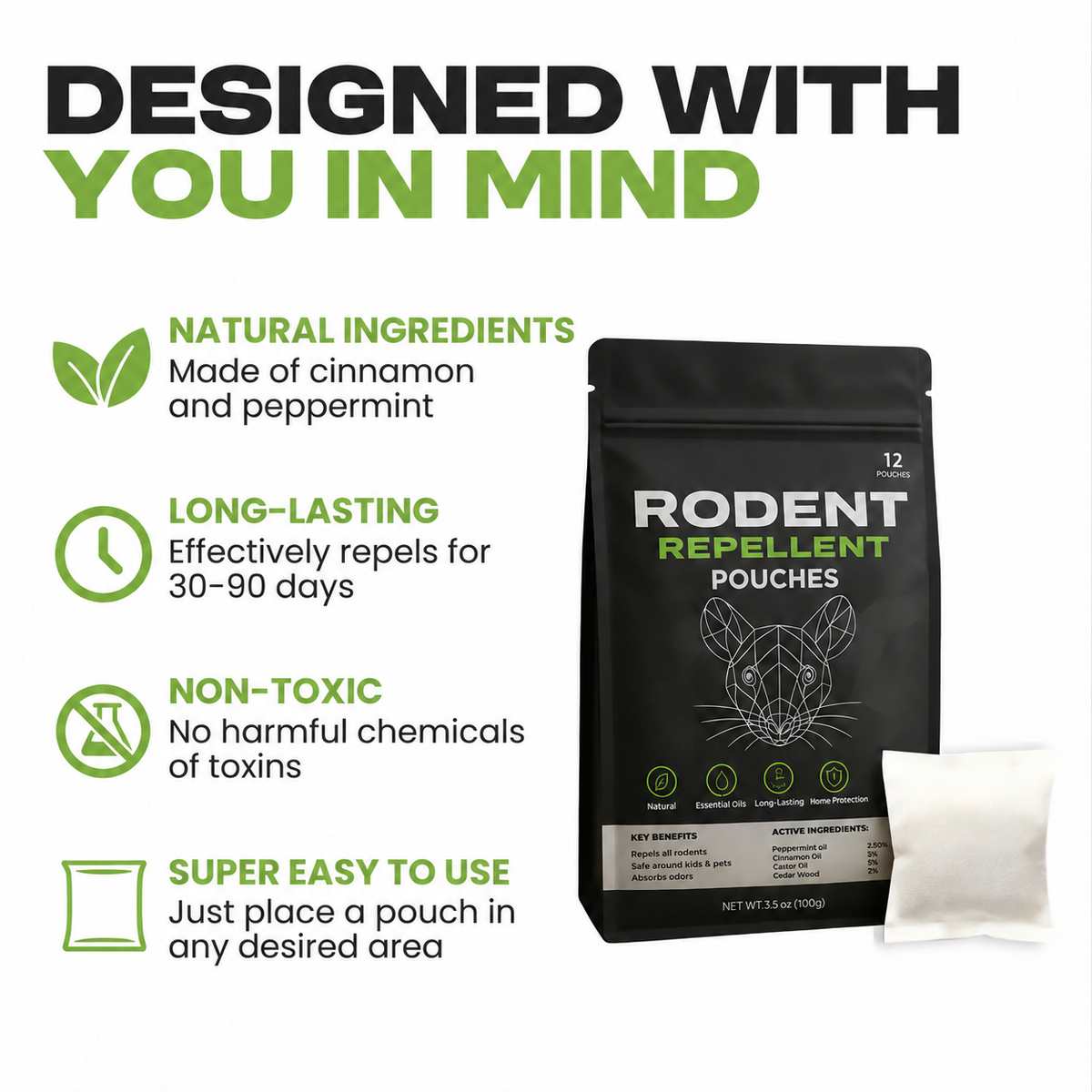 🔥Natural Rodent Repellent Pouches