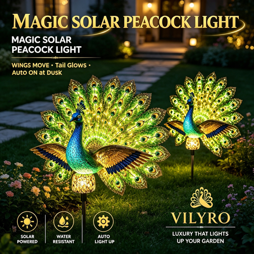 Solar Peacock Garden Sculpture