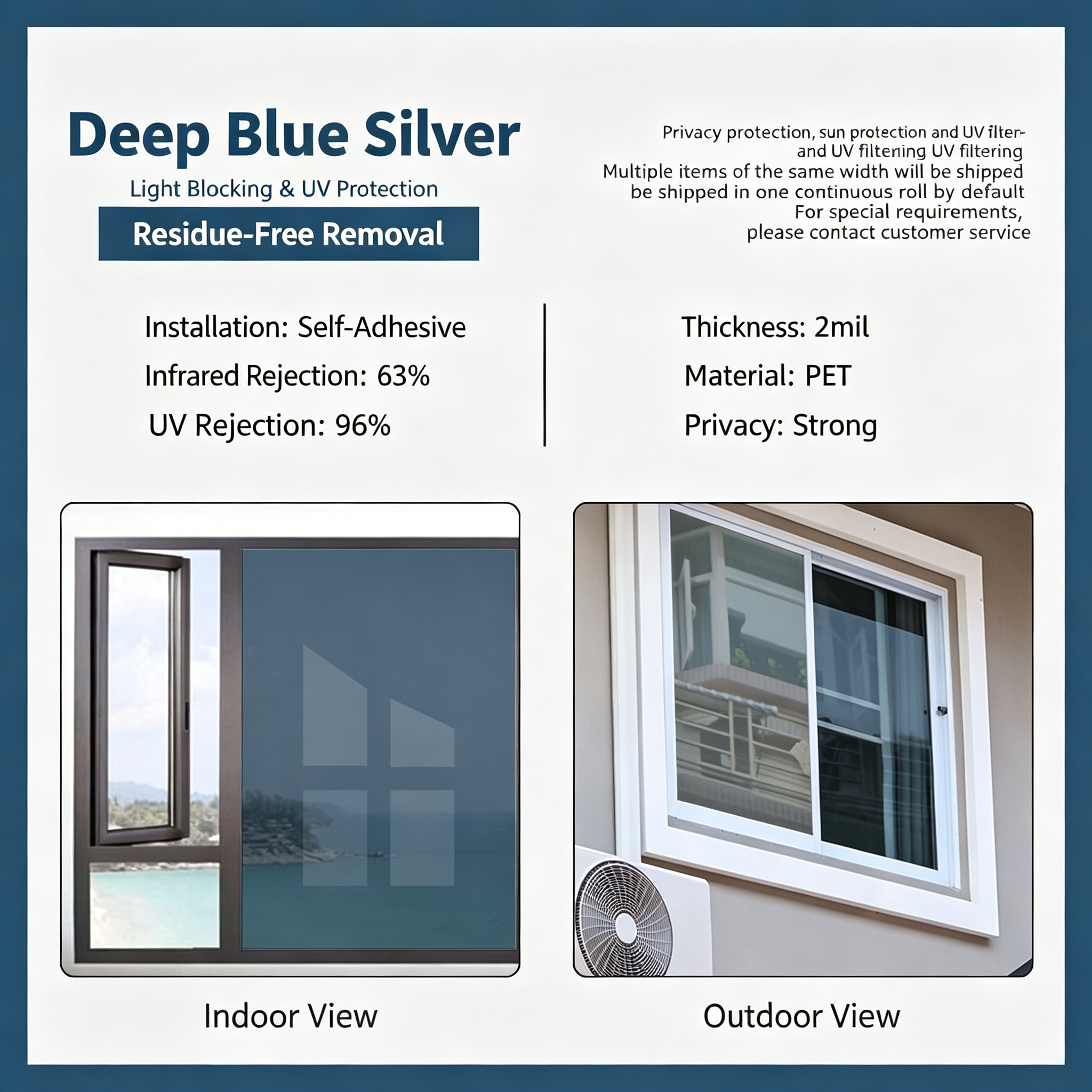 ⏰ Last Day Exclusive 60% OFF ☀️ One-Way Mirror Window Film – Heat Control & UV Protection