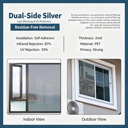 ⏰ Last Day Exclusive 60% OFF ☀️ One-Way Mirror Window Film – Heat Control & UV Protection