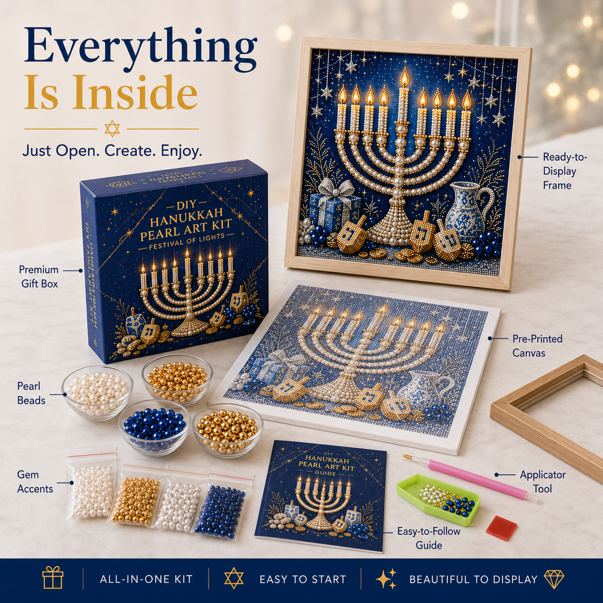 🎁DIY Hanukkah Pearl Art Kit ✨