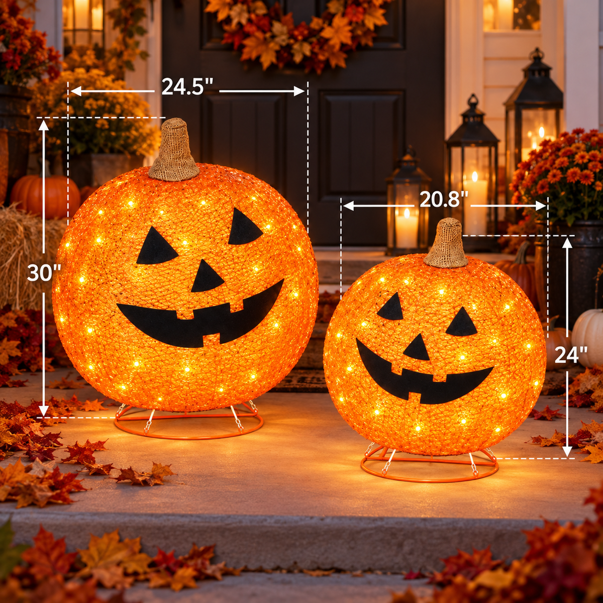 2pc Lighted Pop-Up Halloween Pumpkin Set