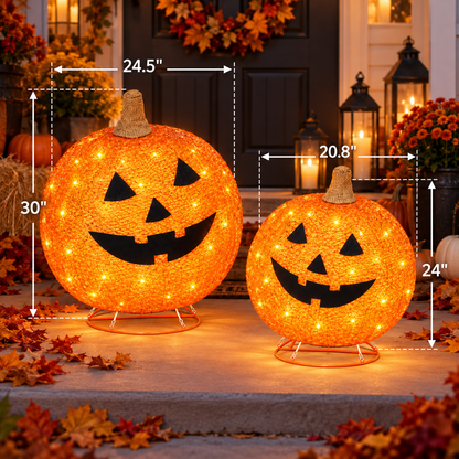 2pc Lighted Pop-Up Halloween Pumpkin Set