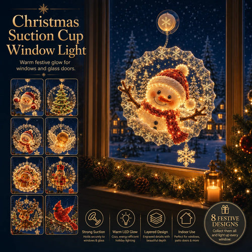 ✈️Last Day 50% OFF✨🎄Lighted Christmas Window Decoration with Suction Cup | Warm LED Window Light with Double-Layer Design & Multiple Festive Styles ✨