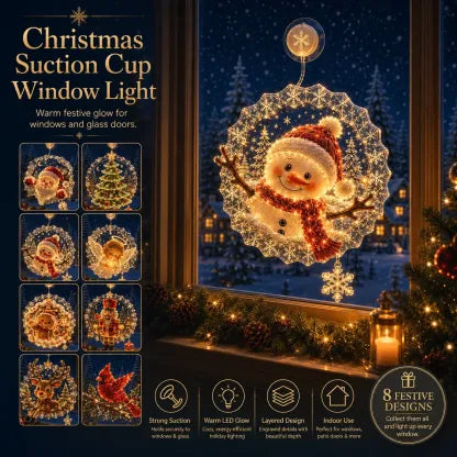✈️Last Day 50% OFF✨🎄Lighted Christmas Window Decoration with Suction Cup | Warm LED Window Light with Double-Layer Design & Multiple Festive Styles ✨
