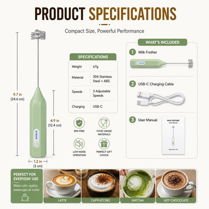 ⚡️3-Speed Rechargeable Milk Frother