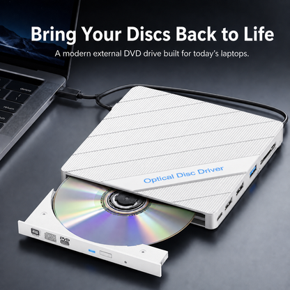 🔥 All-in-One External DVD Drive – Read, Burn, Transfer & Expand Your Laptop Connections